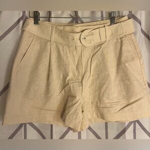 Express High Waist Cream Shorts with Belt